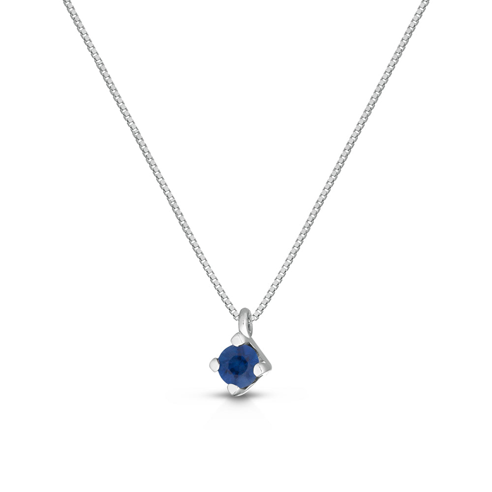 Colier din aur alb 18K cu safir