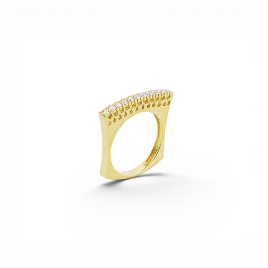 Inel din aur galben de 18K cu diamante
