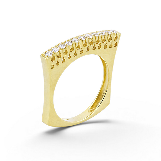 Inel din aur galben de 18K cu diamante