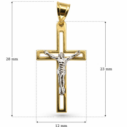 Cruce „Custode” din aur galben&alb de 14K