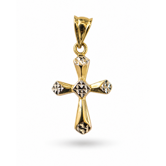 Cruce „Promessa” din aur galben&alb de 14K