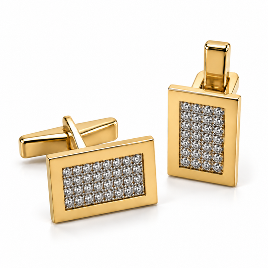 14K Yellow gold cufflinks with cubic zirconia