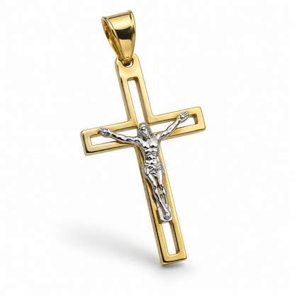 Cruce „Custode” din aur galben&alb de 14K