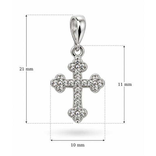 Cruce „Celeste” din aur alb de 14K