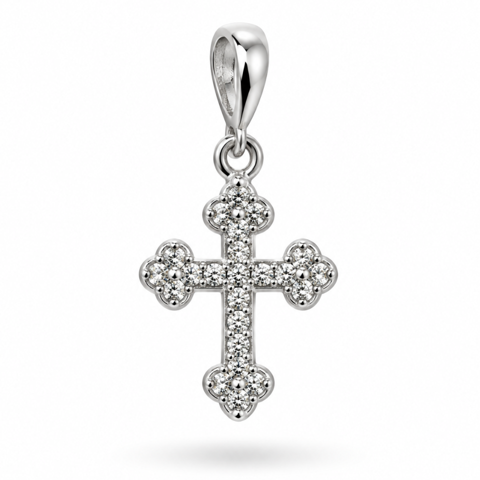 Cruce „Celeste” din aur alb de 14K