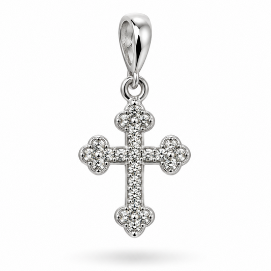 Cruce „Celeste” din aur alb de 14K