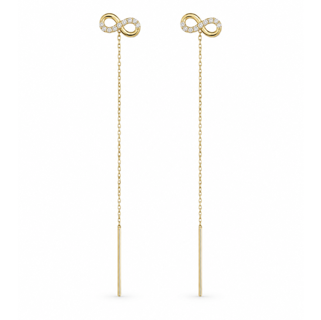 Infinity Love 14K gold threader earrings by Serafino, alternate design