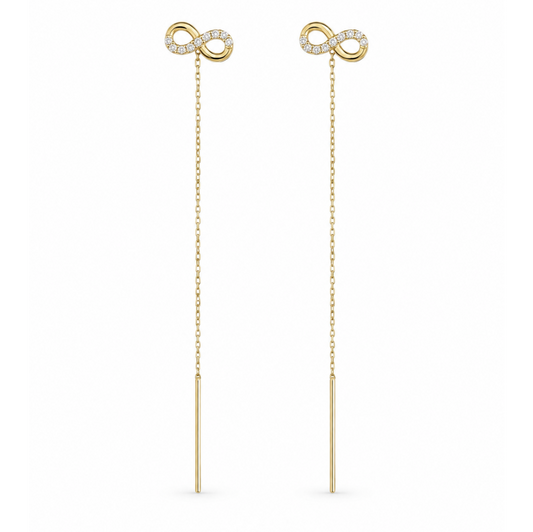 Infinity Love 14K gold threader earrings by Serafino, alternate design