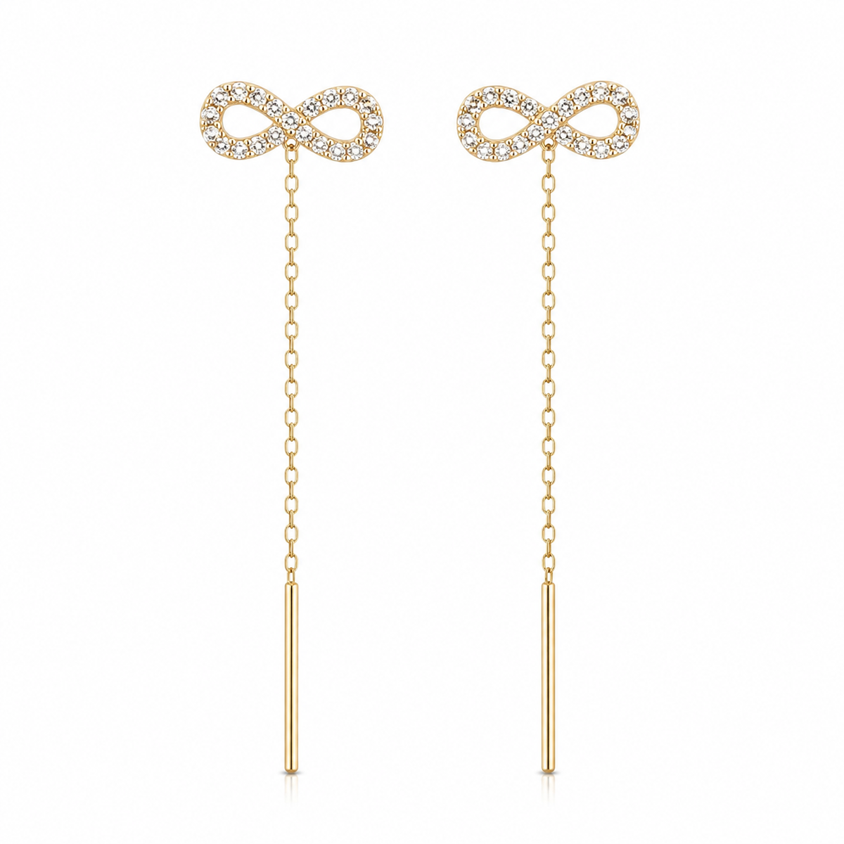 Infinity Love 14K gold threader earrings by Serafino