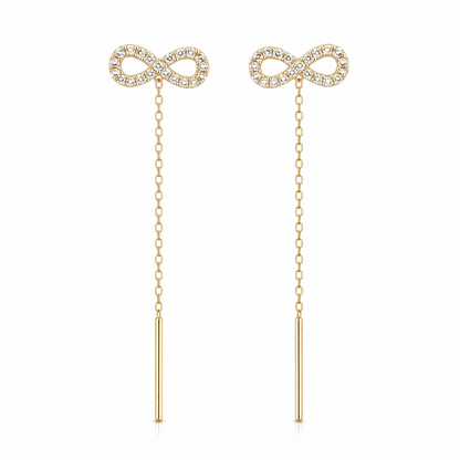 Infinity Love 14K gold threader earrings by Serafino