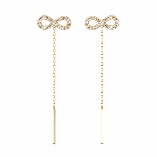 Infinity Love 14K gold threader earrings by Serafino