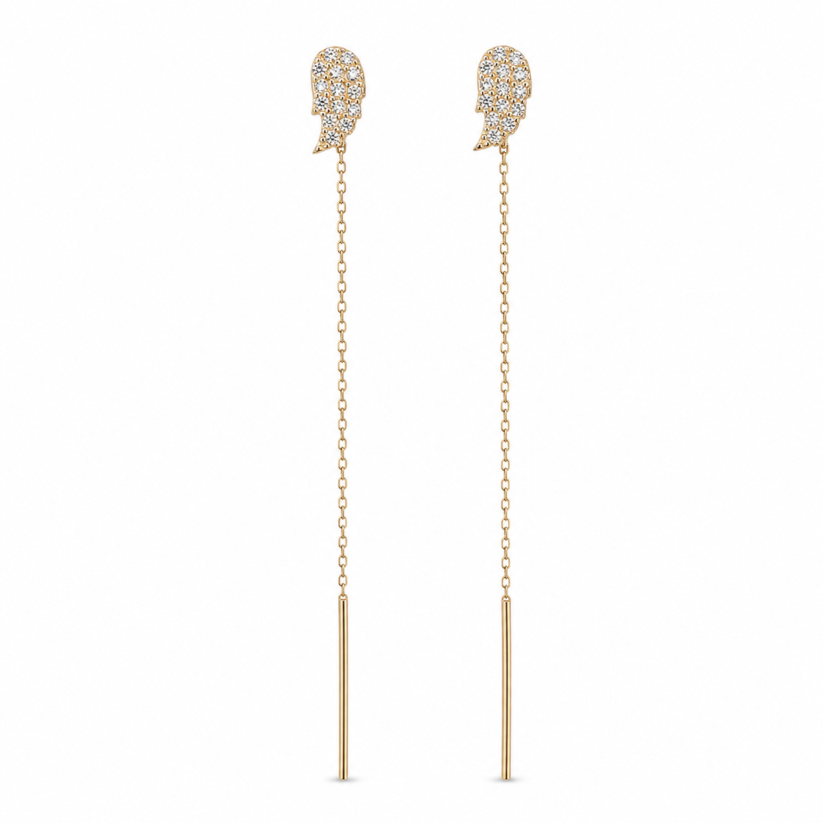Angel Wings 14K gold threader earrings by Serafino