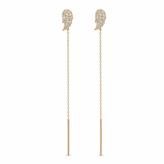 Angel Wings 14K gold threader earrings by Serafino