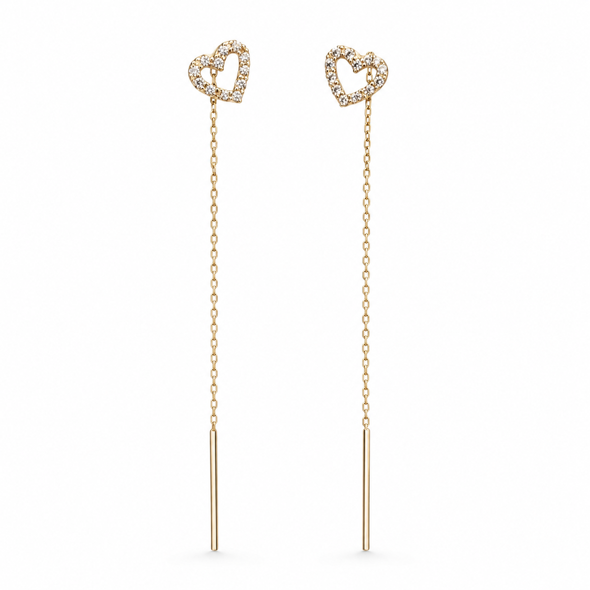 Brilla Cuore 14K gold threader earrings by Serafino