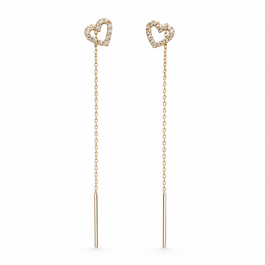 Brilla Cuore 14K gold threader earrings by Serafino