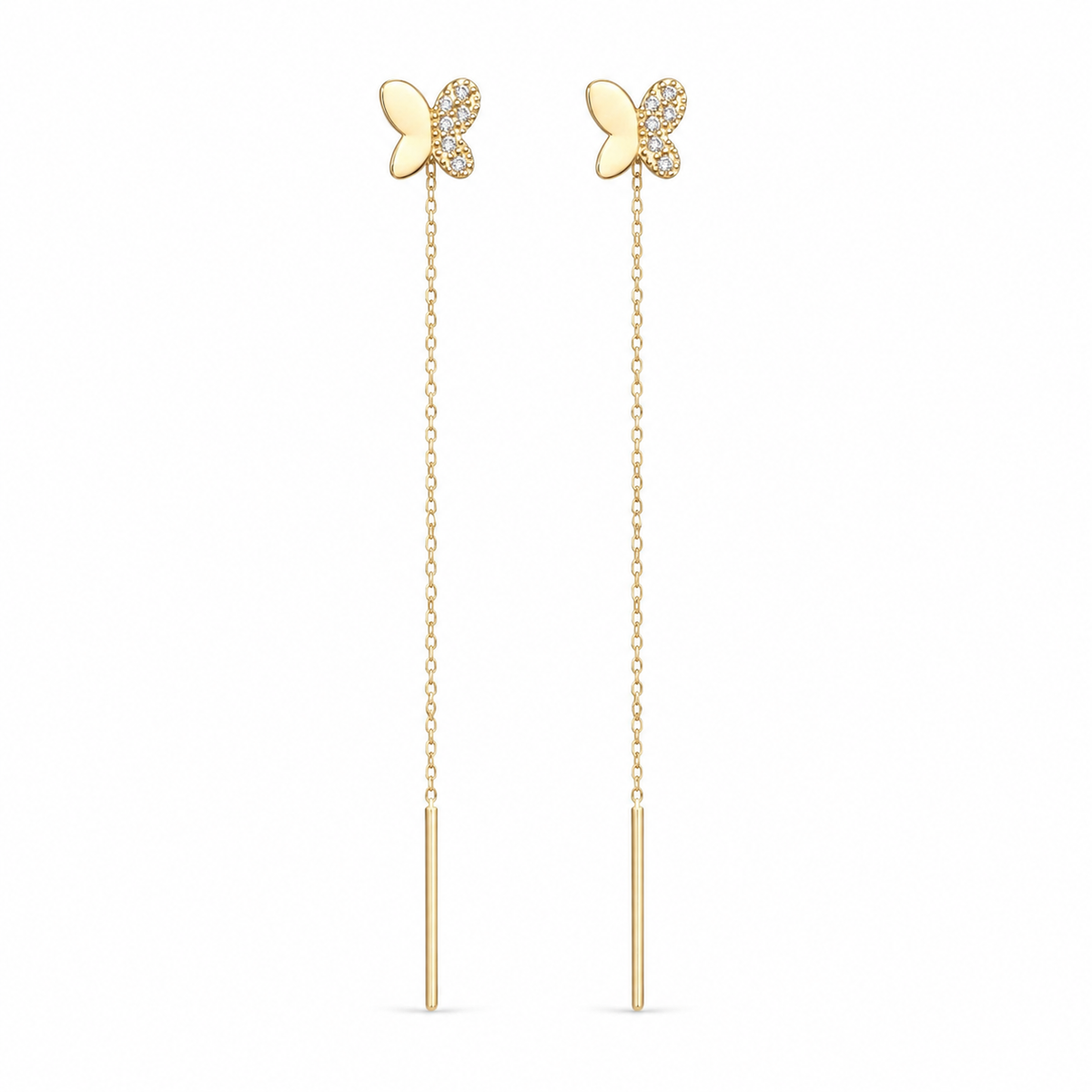 Butterfly 14K gold threader earrings by Serafino