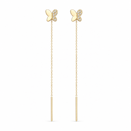 Butterfly 14K gold threader earrings by Serafino