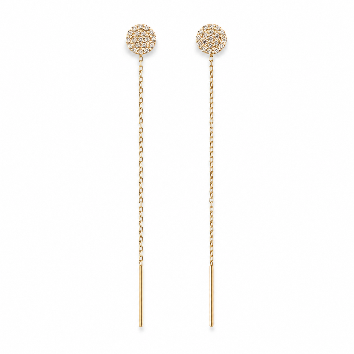 Cristallo Rotondo 14K gold threader earrings by Serafino