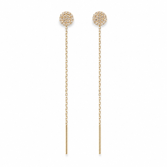 Cristallo Rotondo 14K gold threader earrings by Serafino