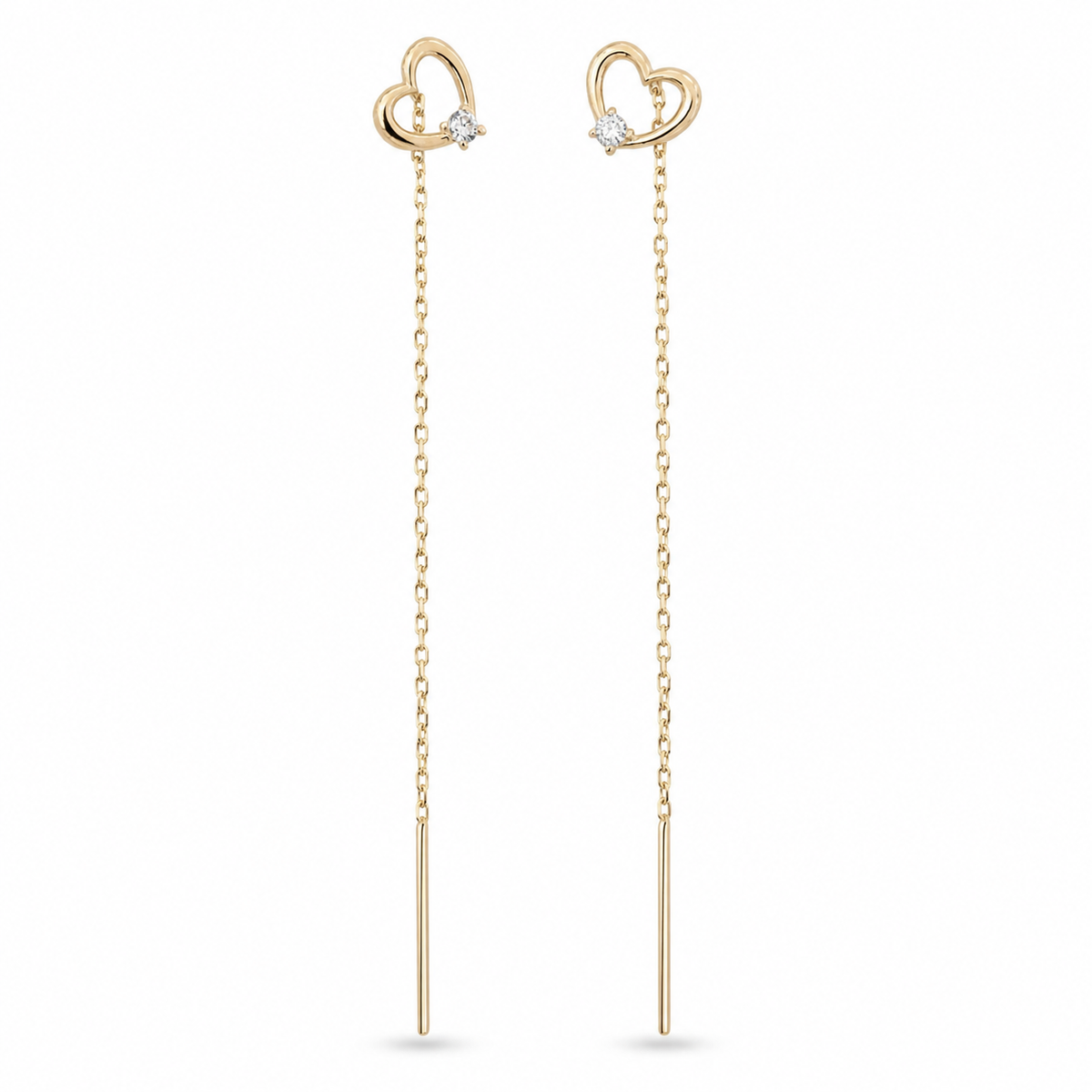 Cuore 14K gold threader earrings by Serafino