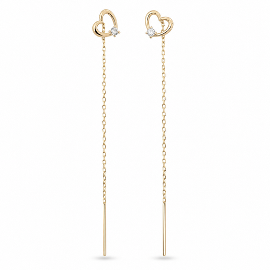 Cuore 14K gold threader earrings by Serafino
