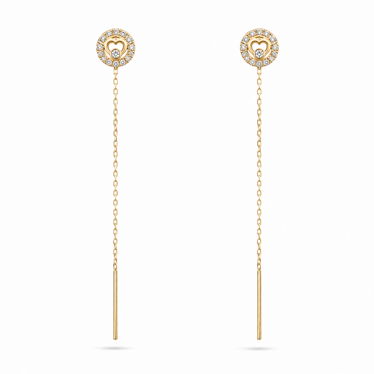 Cuore Abbracciato 14K gold threader earrings by Serafino