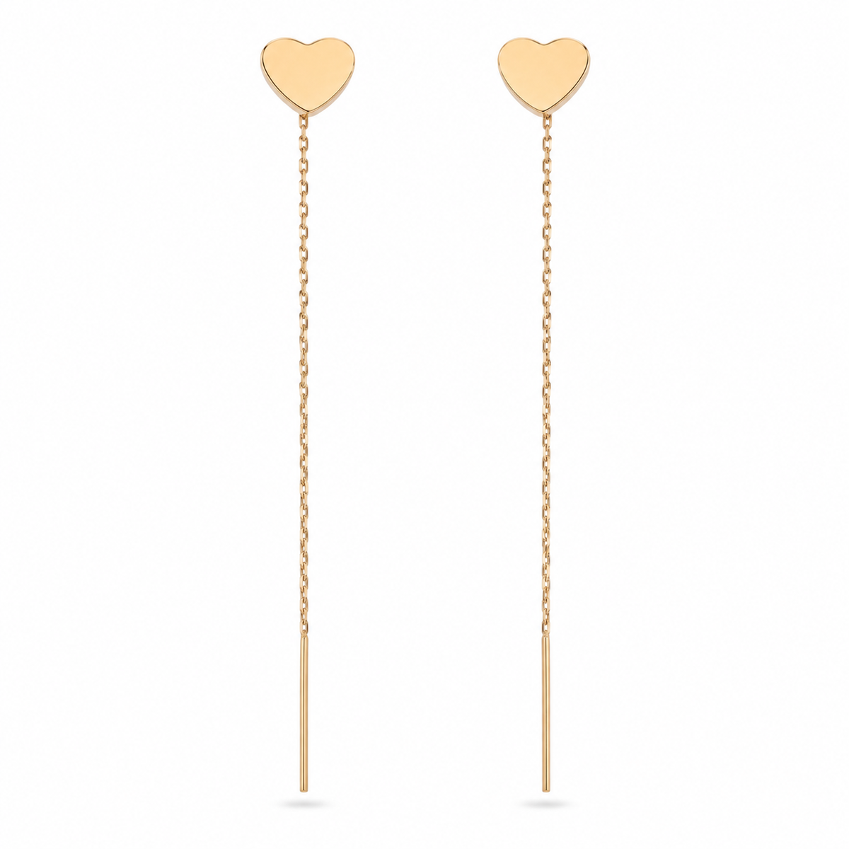 Cuore Riflesso 14K gold threader earrings by Serafino