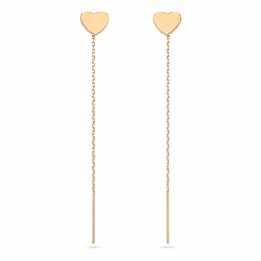 Cuore Riflesso 14K gold threader earrings by Serafino