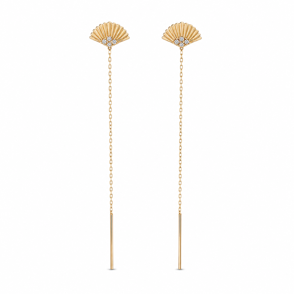 Fan 14K gold threader earrings by Serafino