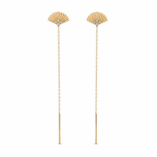 Fan 14K gold threader earrings by Serafino