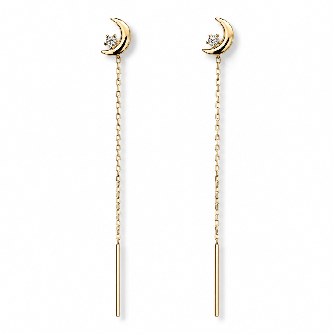 Half-Moon 14K gold threader earrings by Serafino