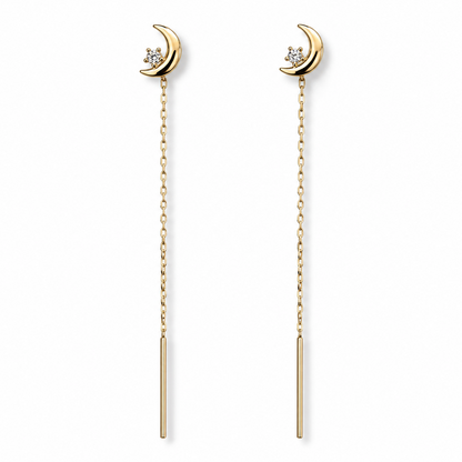 Half-Moon 14K gold threader earrings by Serafino