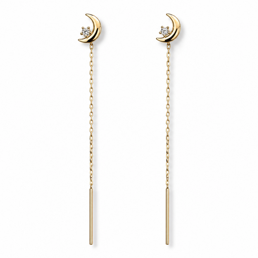 Half-Moon 14K gold threader earrings by Serafino