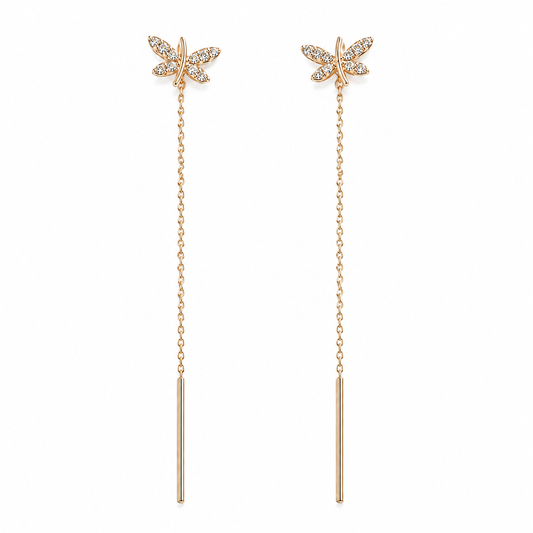 Libellula 14K gold threader earrings by Serafino