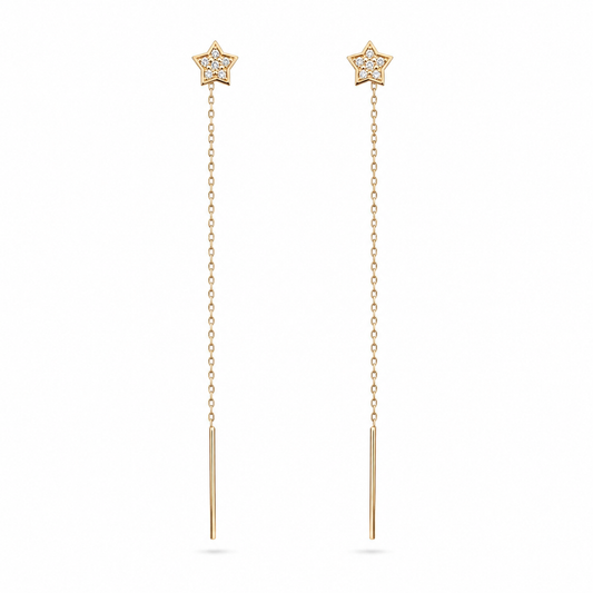 Stella 14K gold threader earrings by Serafino