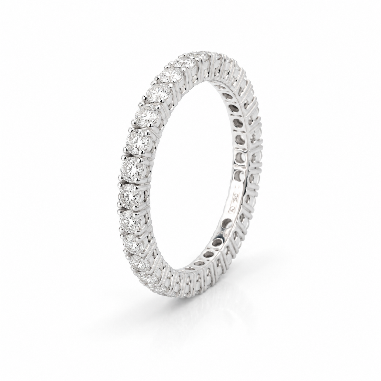 Inel tennis alb de 18K