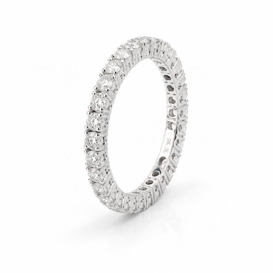 Inel tennis alb de 18K