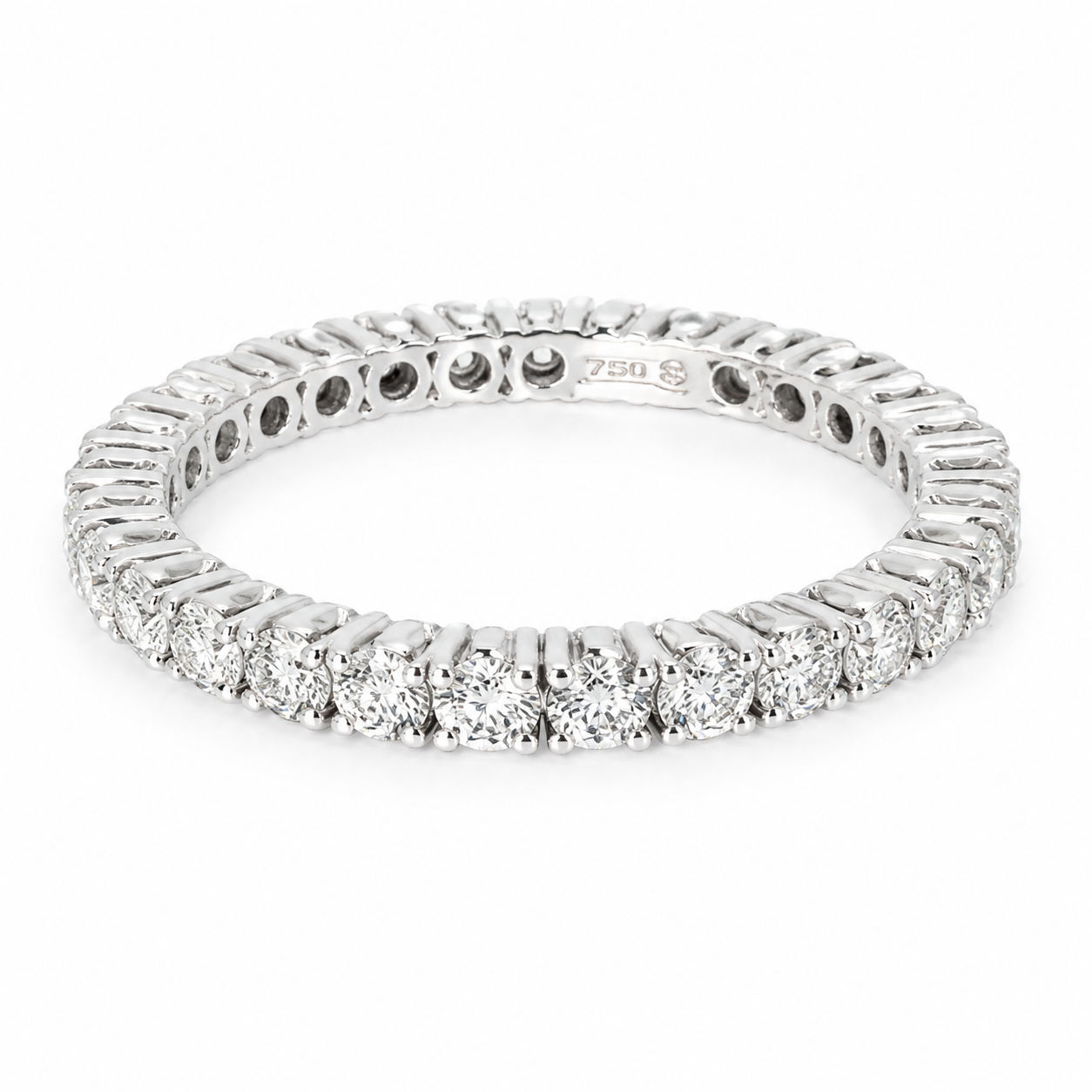 Inel tennis alb de 18K