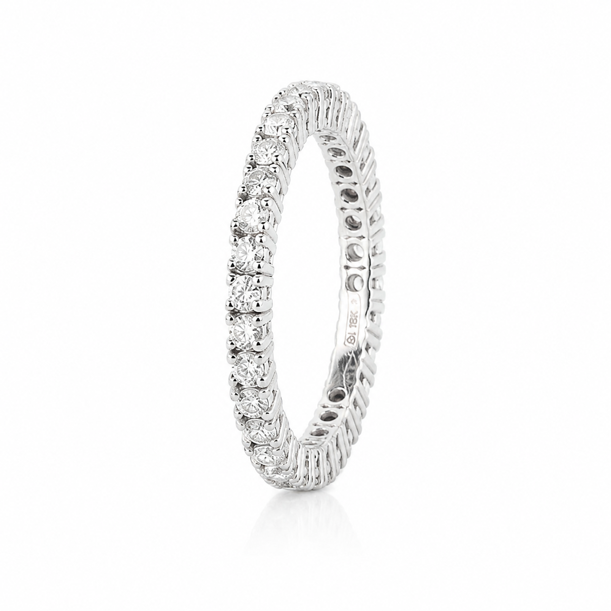 Inel tennis alb de 18K