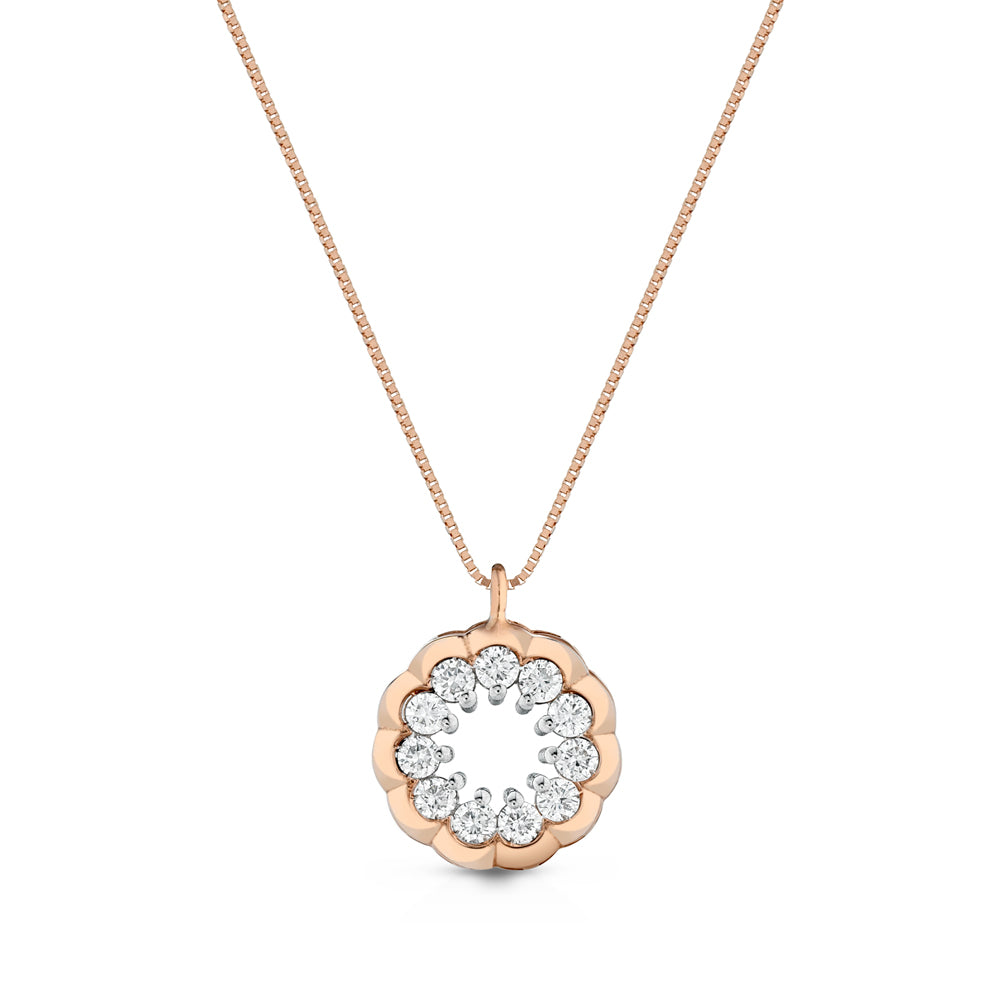 Colier din aur roz de 18K cu diamante