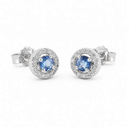 Cercei din aur de 18K cu safir și diamante