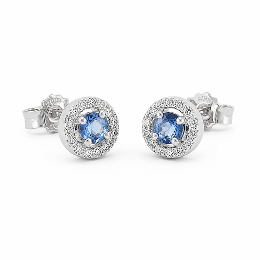 Cercei din aur de 18K cu safir și diamante