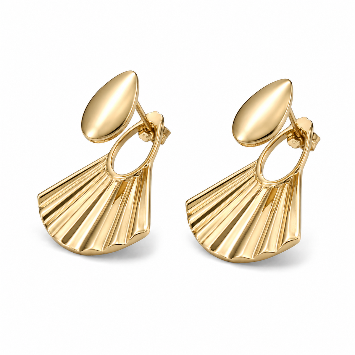Serata Deco – 14K gold earrings by Serafino, alternate view