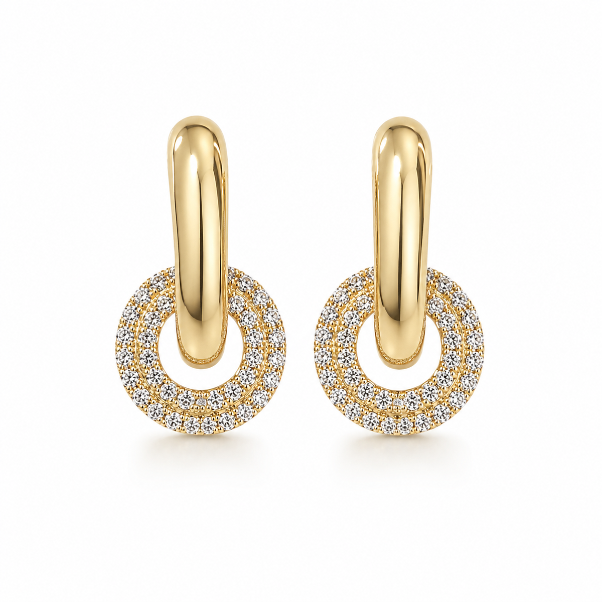 Serata Eclisse – 14K gold earrings with cubic zirconia by Serafino