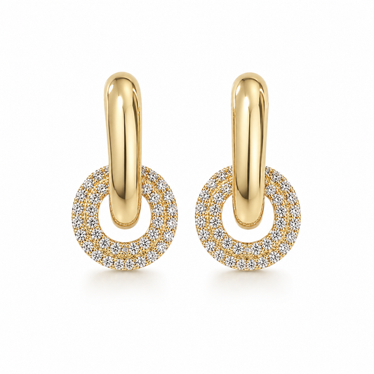 Serata Eclisse – 14K gold earrings with cubic zirconia by Serafino