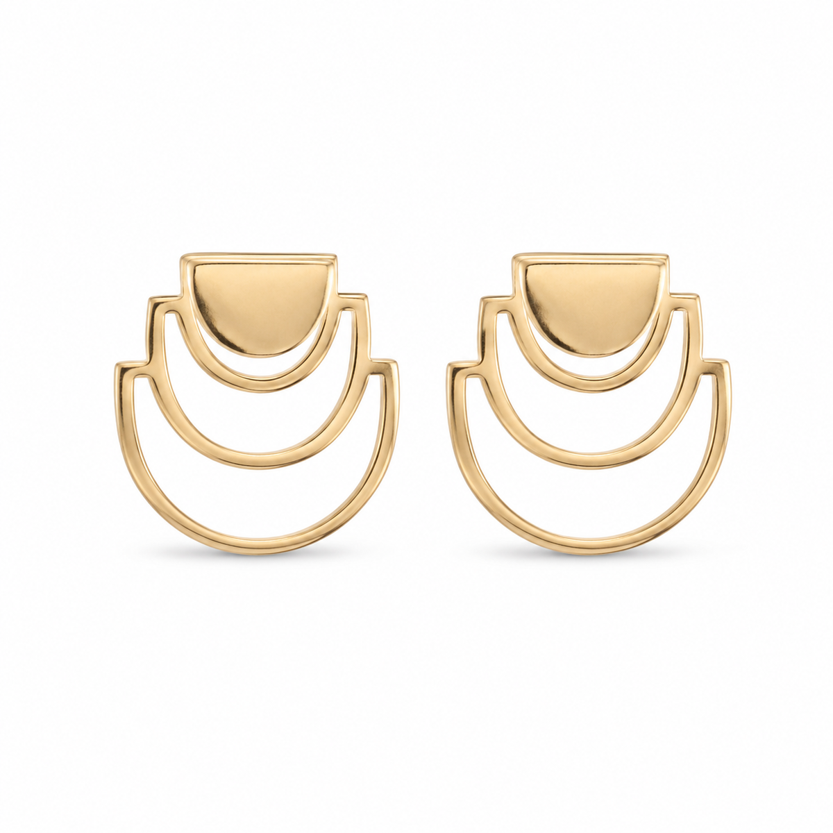 Serata Empire – 14K gold earrings by Serafino, detail view