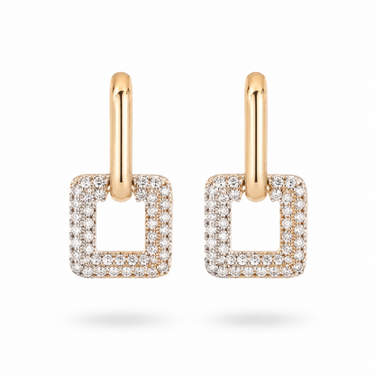Serata Ritratto – 14K gold earrings with cubic zirconia by Serafino