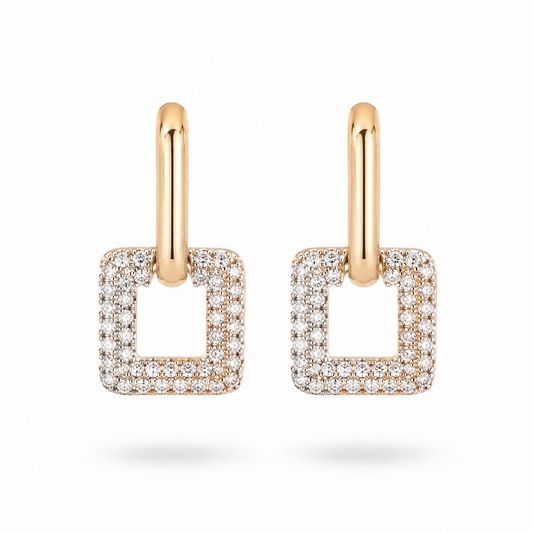 Serata Ritratto – 14K gold earrings with cubic zirconia by Serafino