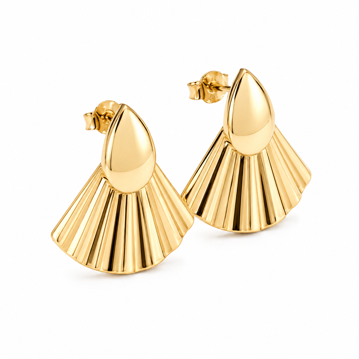 Serata Deco – 14K gold earrings by Serafino, detail view