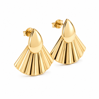 Serata Deco – 14K gold earrings by Serafino, detail view